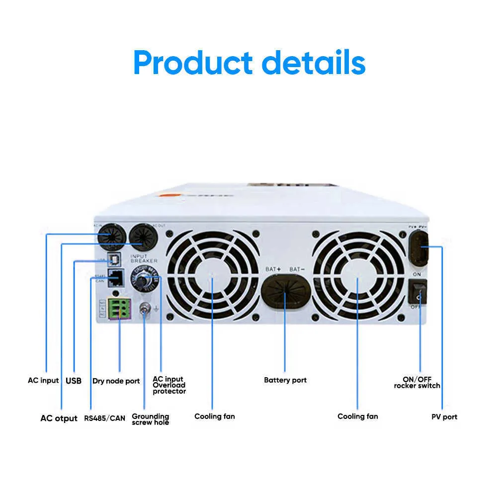 All-in-one Inverter Built in 5000W 48V Pure Sine Wave Inverter & 80A  Controller for Off Grid System