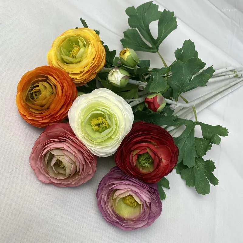 Decorative Flowers Simulation Flower Silk Dewy Lotus Branch DIY Wedding Bouquet Valentine's Day Gift Living Room Decoration Artificial