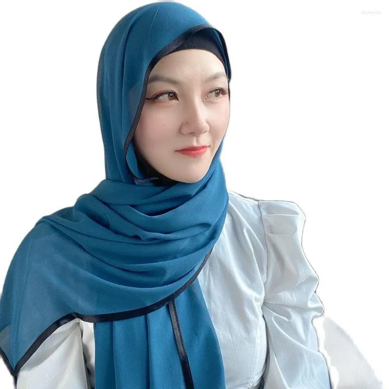 Etnische kleding Goede stikbare vrouwen zware chiffon hijabs mode trendy sjaals gewone bubble sjaal