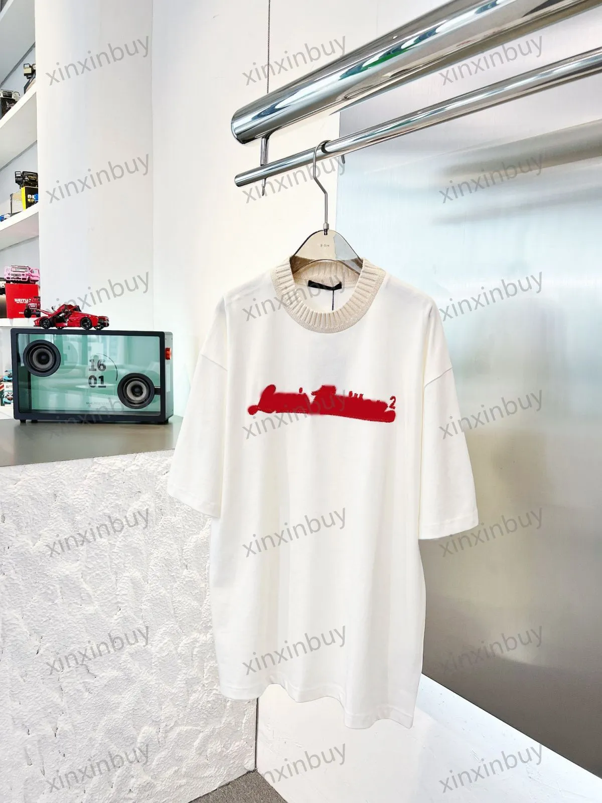 Xinxinbuy Männer Designer T-Shirt T-Shirt 23SS Paris Wollkragen Briefe Stickerei Kurzarm Baumwolle Frauen weiß schwarzer Beige S-2xl