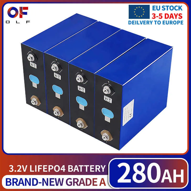 3.2V 280Ah Lifepo4 Batteria Al Litio Ferro Fosfato di Grado A Cella FAI DA TE Per 12V 24V 48V Sistema Solare EV casa Barche Golf Carrello Carrello Elevatore