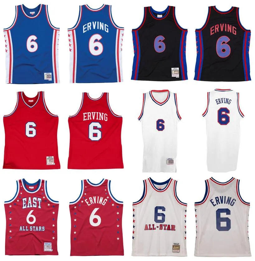 줄리어스 어빙 디자이너 커스텀 농구 유니폼 S-6XL Mitchell Ness Jersey 1976-77 82-83 메쉬 하드 우드 클래식 레트로 저지 남자 여자 청소년 4