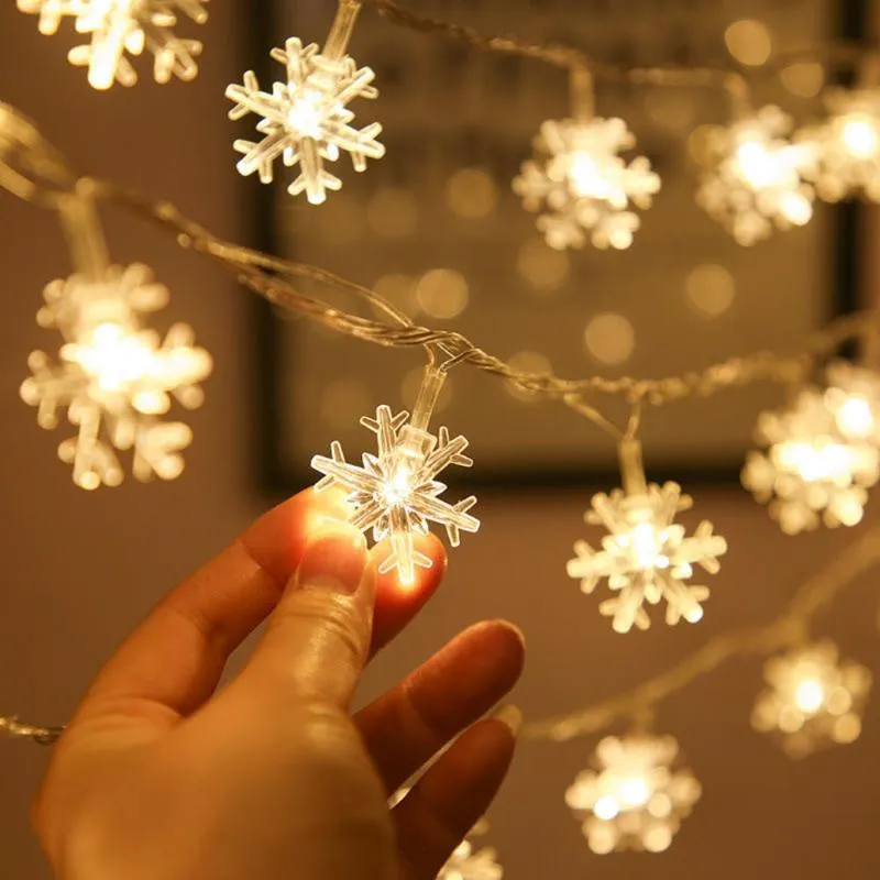 Strings 2023 Xmas Gift Year Snowflake LED Light Merry Christmas Tree Decoration For Home Garland Wreath Ornament Table Decor 3m