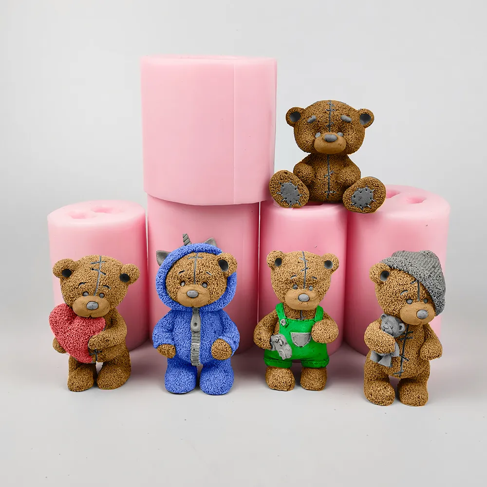 Moldes de cozimento PRZY 3D Teddy Bear com chapéu Silicone FONDANT FONDANT MOUSCO MOUSS MOLDES MOLDOS COM AMOR CANDLE SILICONE MOLD RESIN 230217