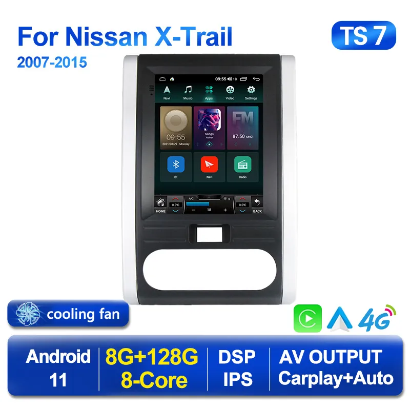 8G Android 11 Carta de rádio de carro para Nissan X-Trail 2 T31 XTRAIL 2007-2015 Multimedia Player GPS Navigation CarPlay Auto Wifi 4G