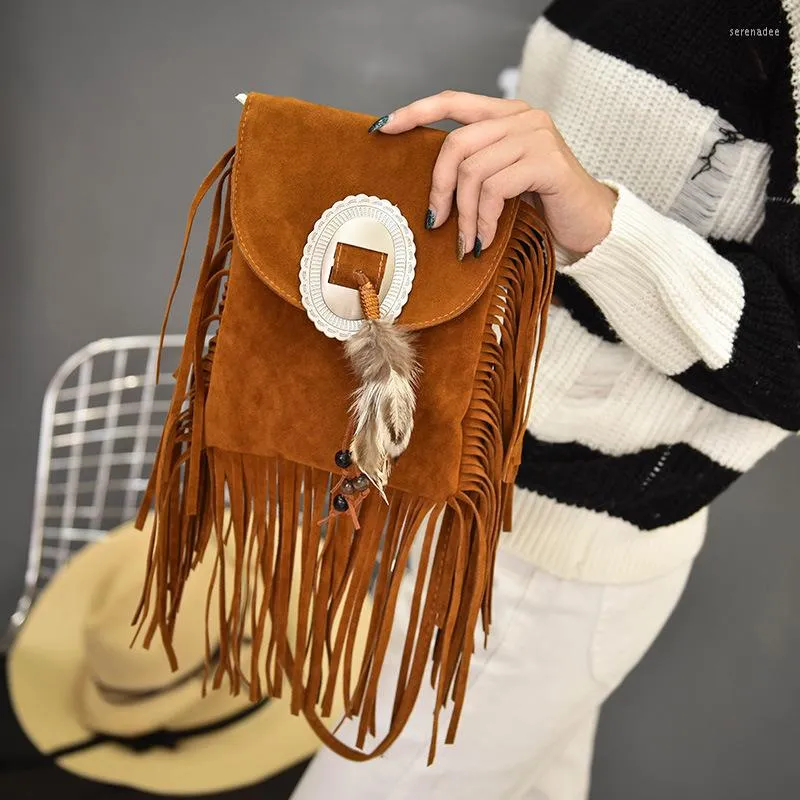 Worki wieczorowe Diinovivo Vintage Tassel Crossbody Bag dla kobiet ramię Nit Pióro Messenger Enfelope Telefon Whdv2182