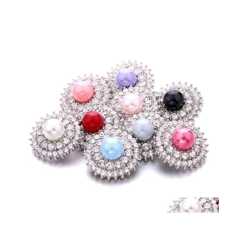 Verschlüsse Haken Großhandel Mix Acryl Druckknöpfe Verschluss 18 mm Metall Strass Dekorative Sonnenblumen Knopf Charms für DIY Snaps Jewel Dhvhm