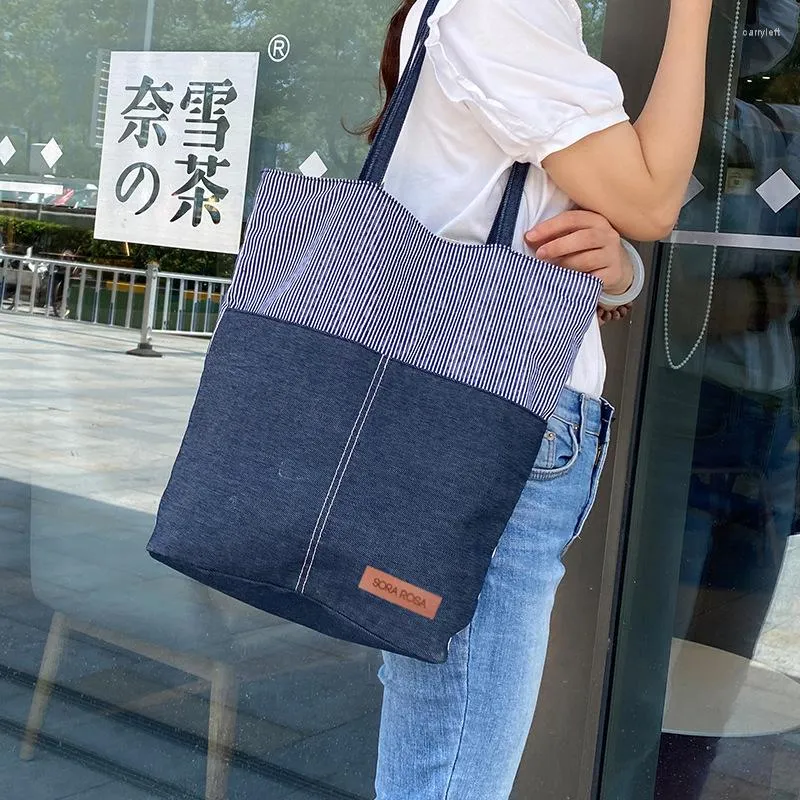 Borse da sera Borsa da donna in denim Borsa a tracolla di design in tessuto di grande capacità Borsa da shopping con fibbia retrò di tendenza femminile