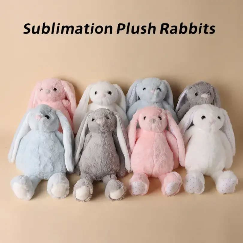 30cm Sublimation Plush Rabbits Easter Day Festive Long Ears Stuffed Rabbit Doll Mixed Color tt0218