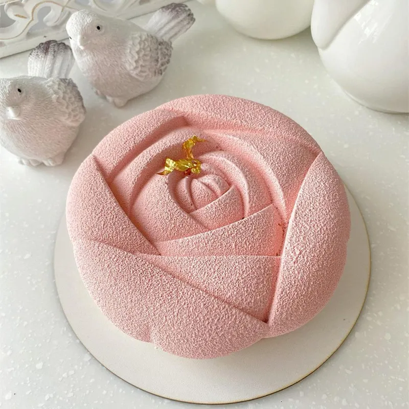 Backformen SJ 3D Rose Blume Kuchenform Silikonformen Diy Valentinstag Hochzeit Dessert Mousse Küche Gebäck Backformen Werkzeuge 230217