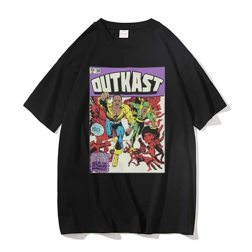 T-shirty męskie Outkast inspirowane komiksem Rap T-shirt z nadrukiem graficznym mężczyźni kobiety T-shirt w stylu vintage męska bawełniana koszulka oversize Man HipHop t-shirty J230217