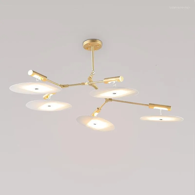 Pendelleuchten Moderne LED-Kronleuchter Metall Gold Innenbeleuchtung für Wohnzimmer Glanz Pendente