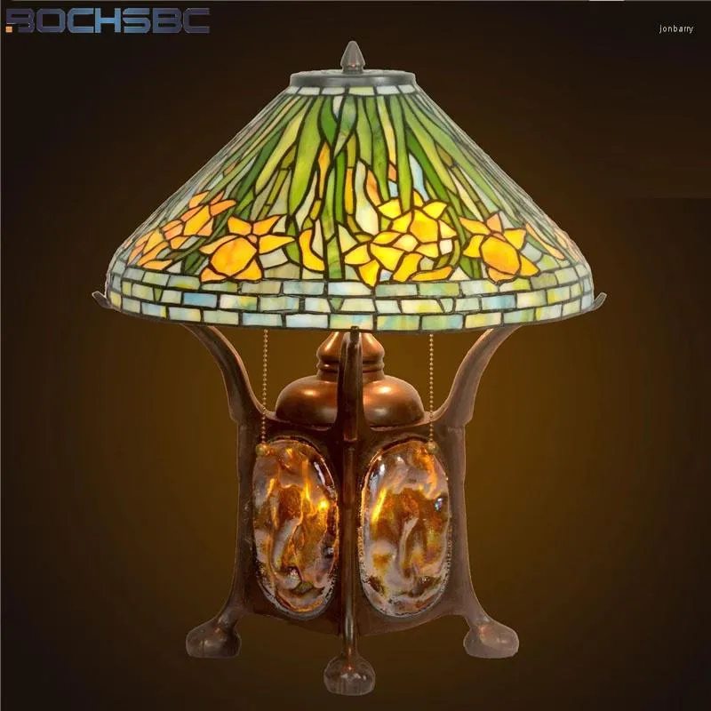 Tafellampen BOCHSBC TIFFANY STYLE LAMP LAMP TARDER BEHANKRAFT HANDRAFT DAISY KAPOK GEBRUIKTE GRADE BALIC LICHT