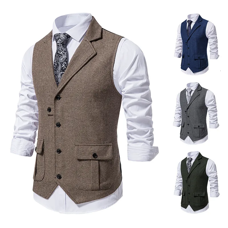 Men's Vests Men's Brown Vest Suit Vest Single breasted Designer Brand Sleeveless Formal Coat Top Adult Dress Tuxedo 230217