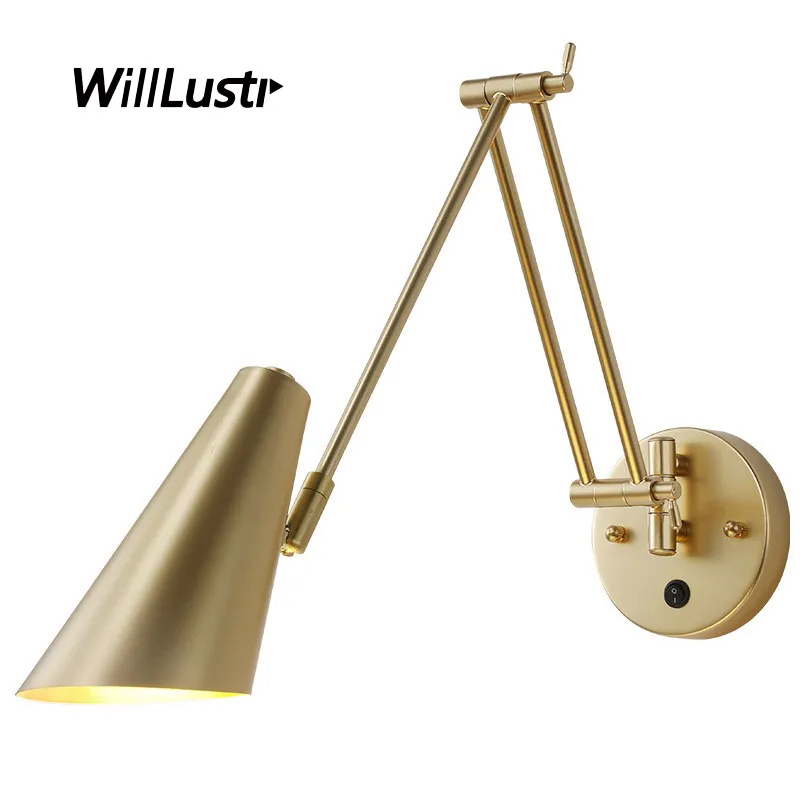 Modern Folding Metal Wall Lamp Creative Rocker Arm Sconce Study Desk Office Store Aisle Bedside Quality Iron Rotatable Lighting