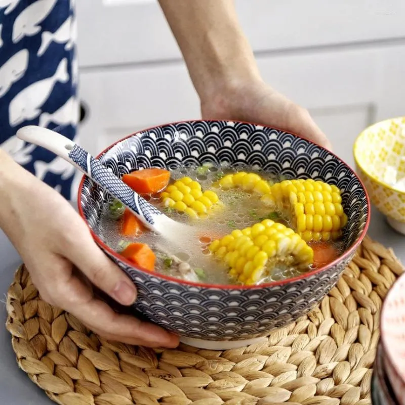 Kommen grote soep kom glazuur kleur eenvoudig keramisch huishouden servies ramen noedels rijst schattig