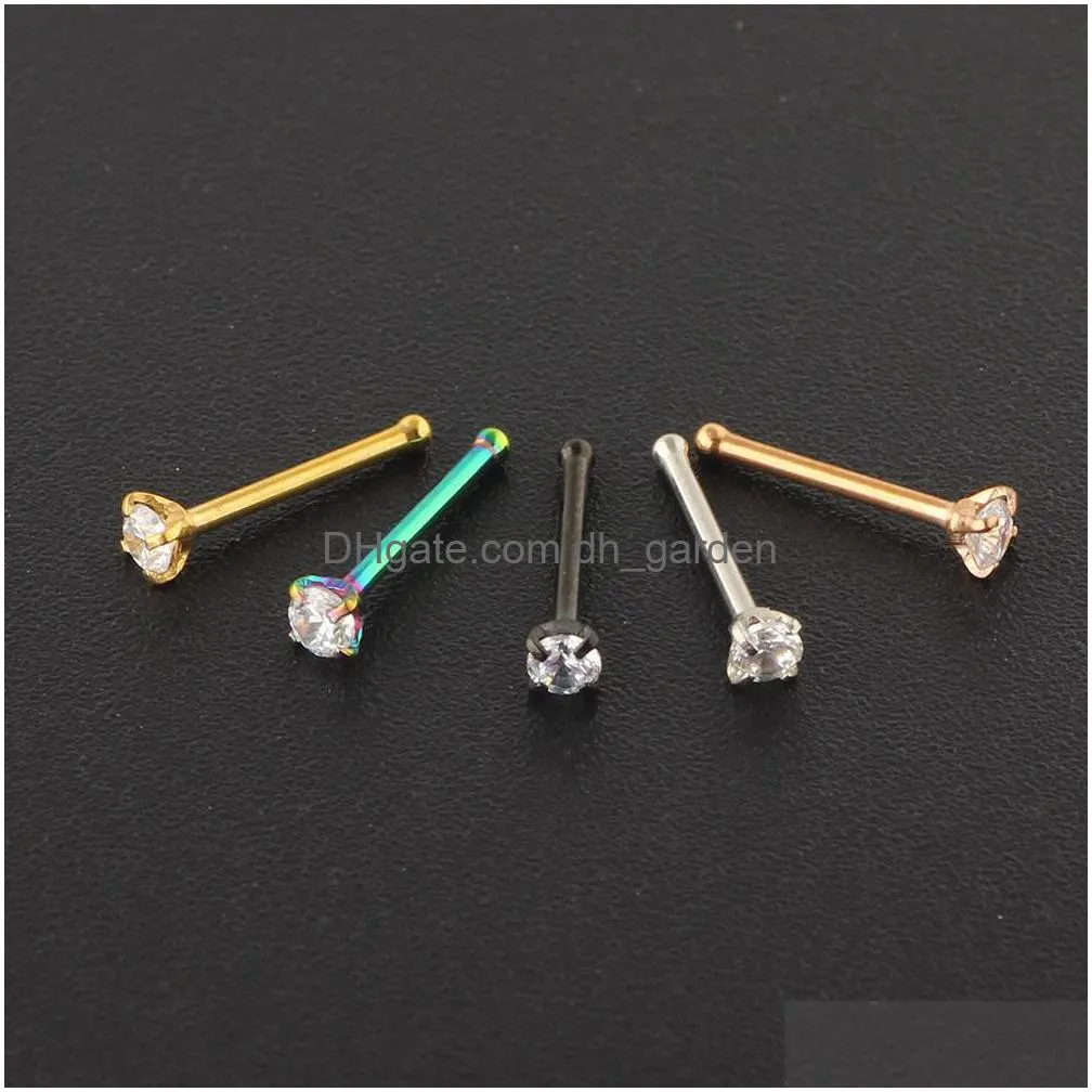 Anillos de nariz Studs Nariz Piercings Cz Crystal Piercing Stud Acero inoxidable Estrella Nariz Joyería Ventas al por mayor Mezcla Color Gota de Dhgarden Dhit3