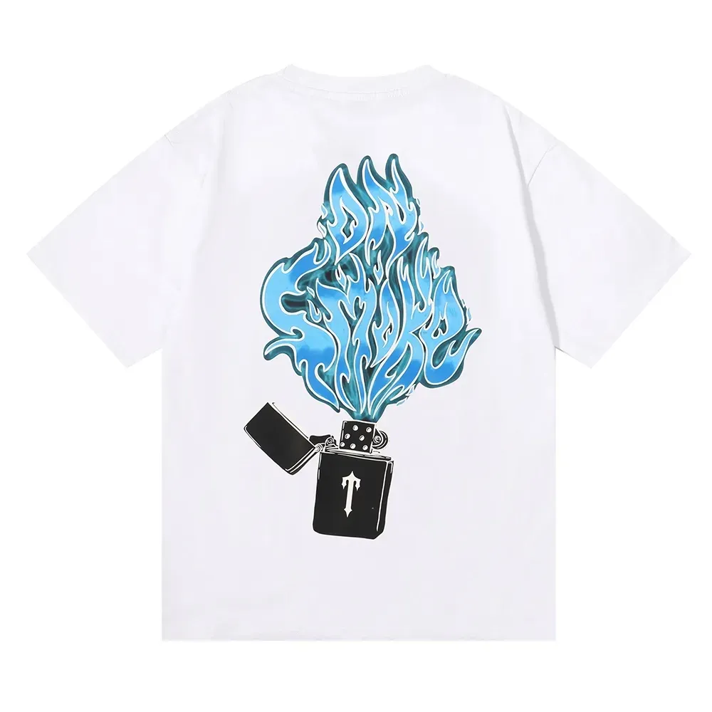 NEW Trapstar Mens Lighter Blue Flame T-Shirt Speedboat Spray Print
