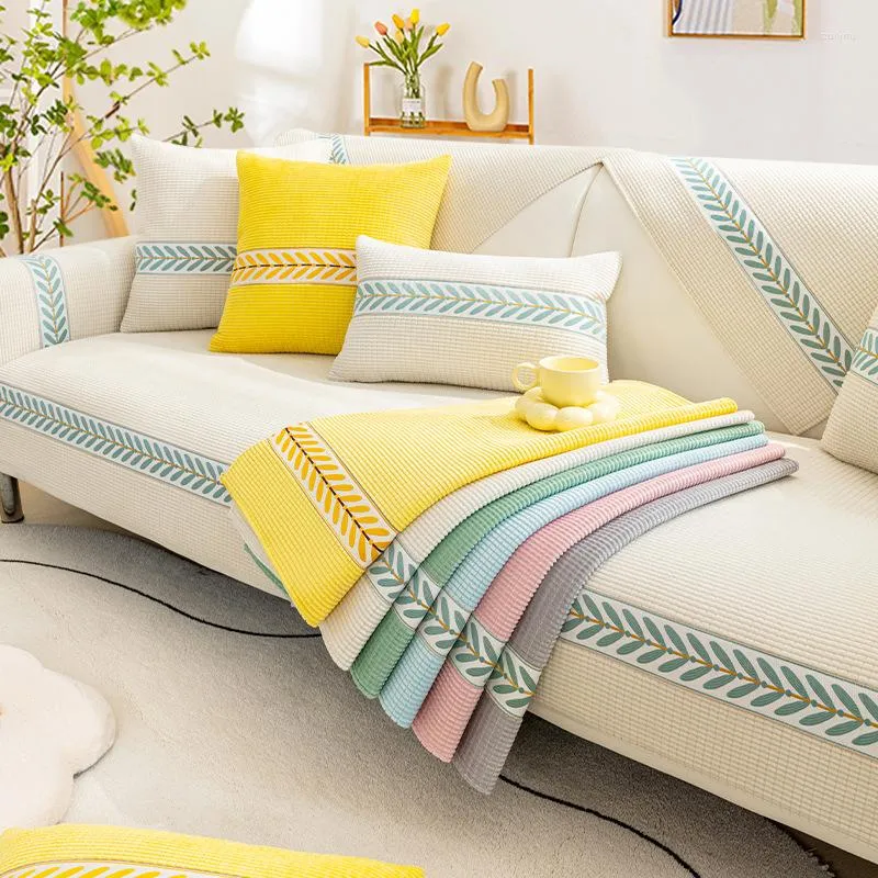 Stol täcker majs sammet soffa täcker broderi kudde universal vardagsrum möbler baksäte antislip