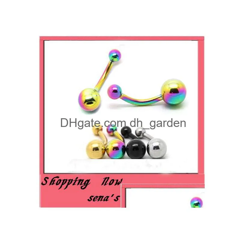 Navel Bell Button Rings Saling Body Jewelry Belly Ball Bead Bar Stainless Steel Ring 4 Colors Drop Delivery Dhgarden Dhhqn