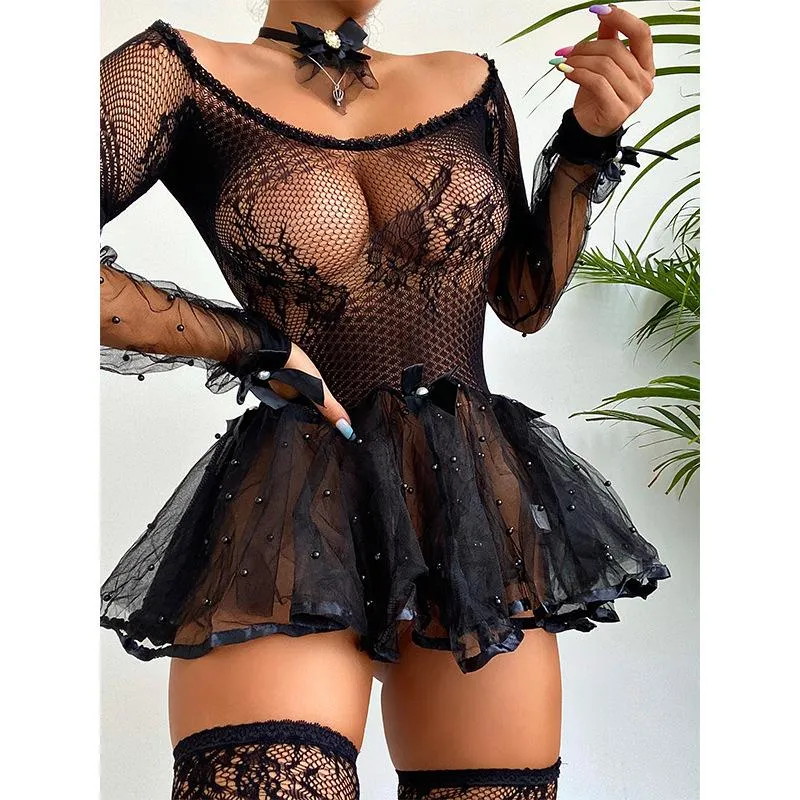 Lässige Kleider Sommer Sexy Durchsichtig Pearl Mesh Petticoat Slip Bohemian Für Frau 2023 Sarong Unitard Damen Anzug Festival RaveCasual