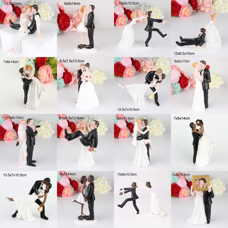 Autres fournitures de fête d'événement Figurines de mariée et de marié Toppers de gâteau de mariage Poupées en résine synthétique Saint-Valentin Décor de fiançailles Anniversaire Figurine Cadeau 230217