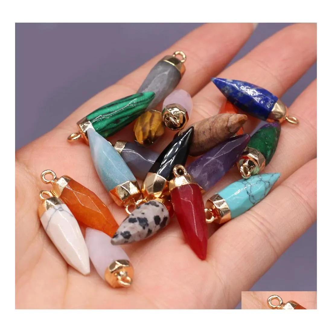 Pendant Necklaces Pendum Chakra Circar Cone Point Healing Crystal Reiki Charms For Necklace Jewelry Making Amethyst Rose Quartz Acc Dha2J
