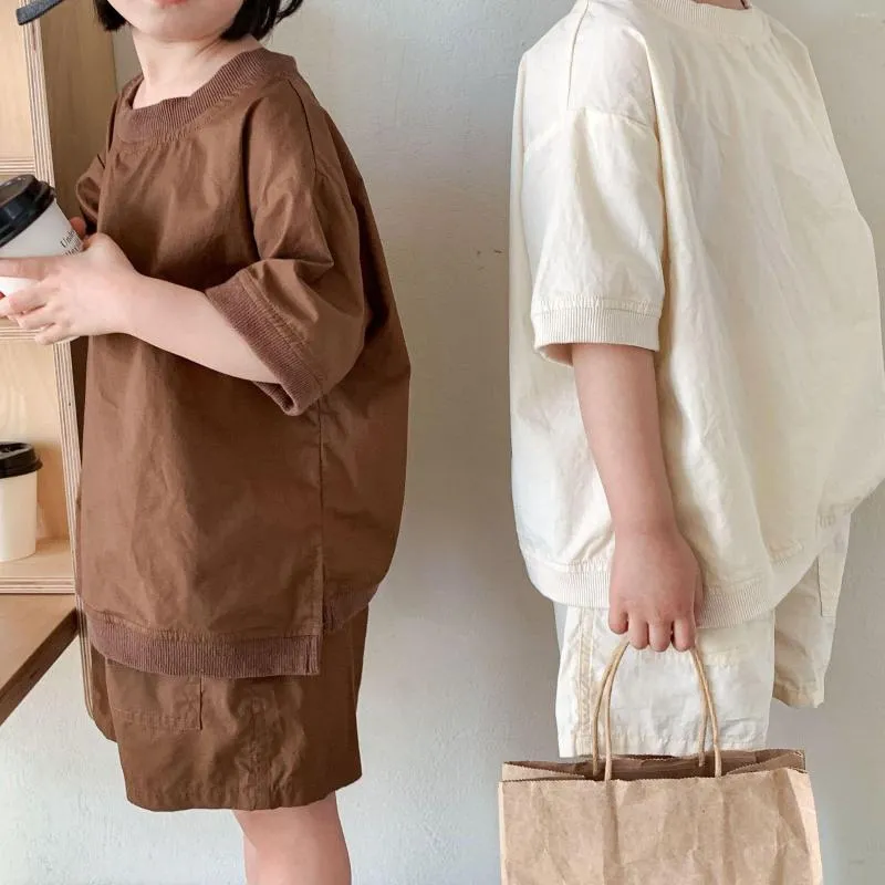 Kleidung Sets Koreanischen Stil Baby Kleidung Säuglings Top und Bottom Set Mädchen Zwei Stück Outfits Jungen Sommer 2023 Kinder Baumwolle trainingsanzug