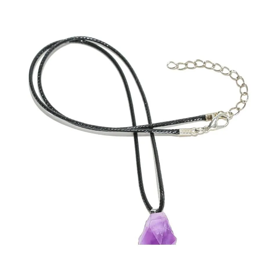 Pendant Necklaces Geometric Irregar Rough Amethyst Natural Stone Crystal Simple Versatile Necklace For Women Drop Delivery Jewelry Pe Dhnvy