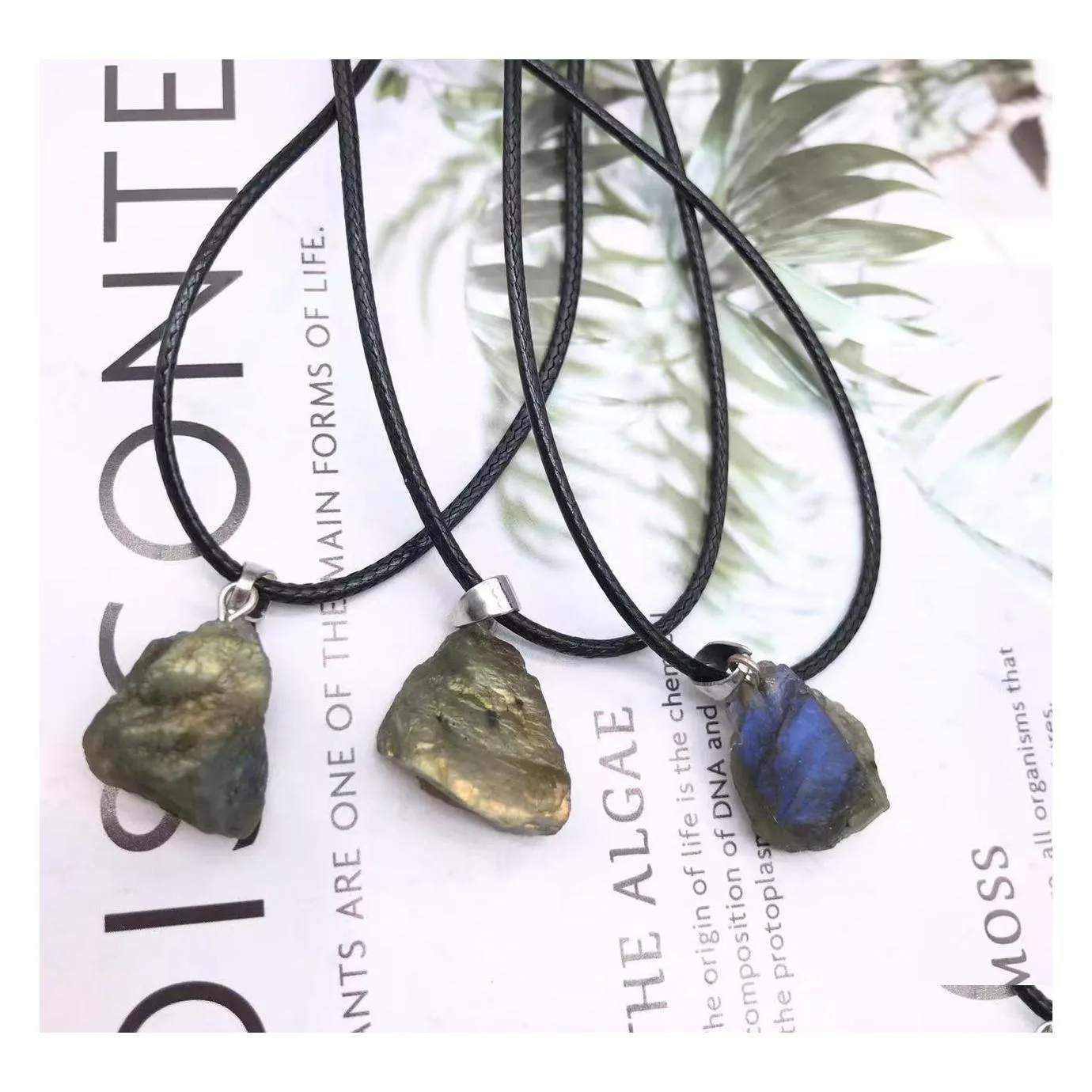 H￤nghalsband grovt naturligt labradorite monssten energi helande sten irregar halsband rep kvinnor smycken fabrik dhseller2010 dhyhq