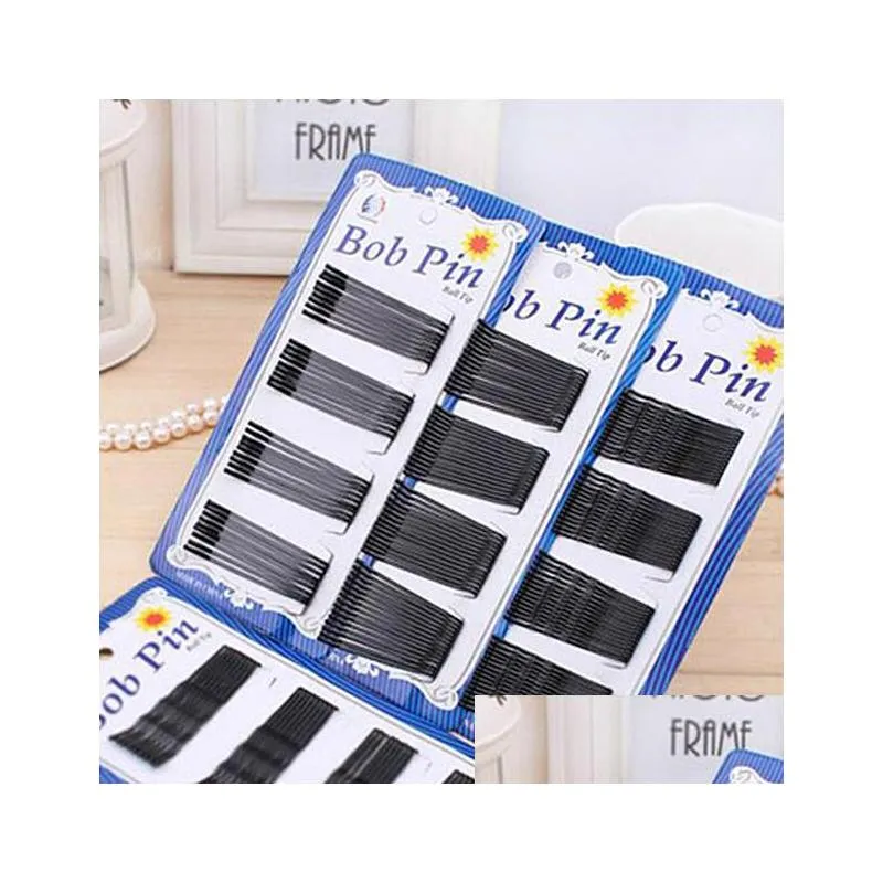 Hair Clips 60Pcs/Lot Black Plated Thin 4.5Cm Bobby Pin Metal Barrette Top22 Drop Delivery Products Care Styling Dhjz7