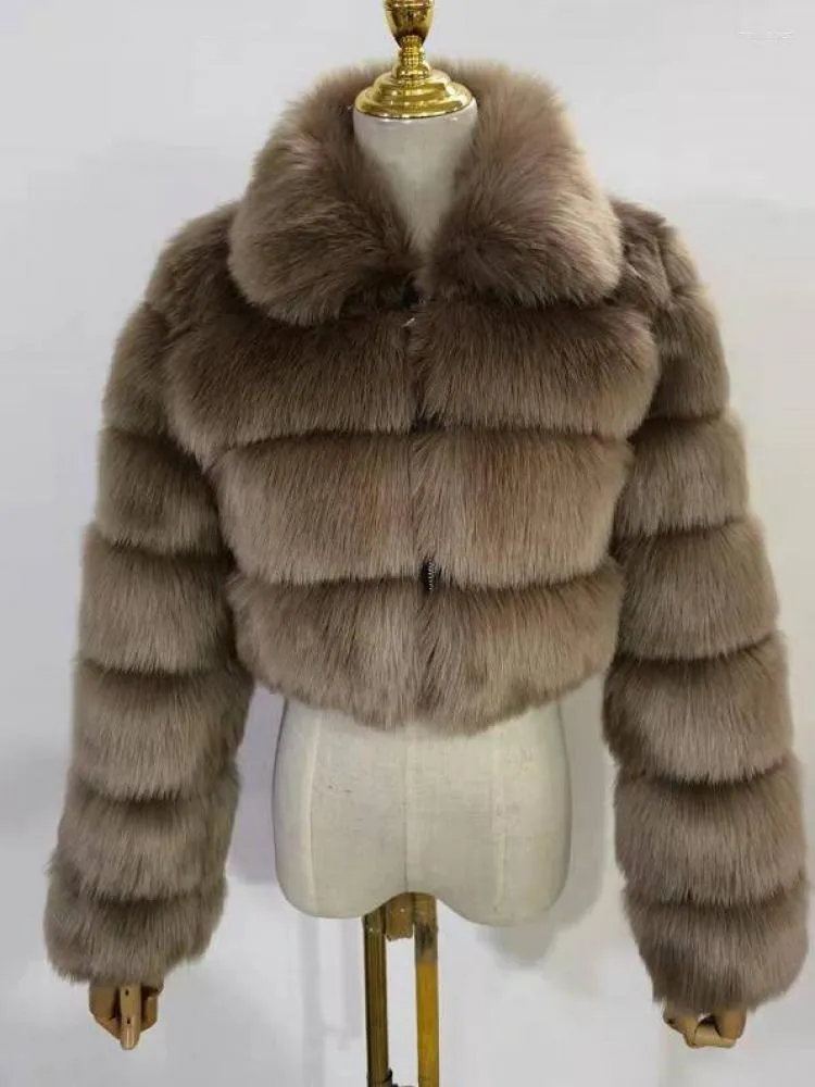 Kvinnors päls S-8XL Mink Coats Women Autumn Winter Top Fashion Mycket färg Faux Coat Elegant tjocka varma jackor för 2023