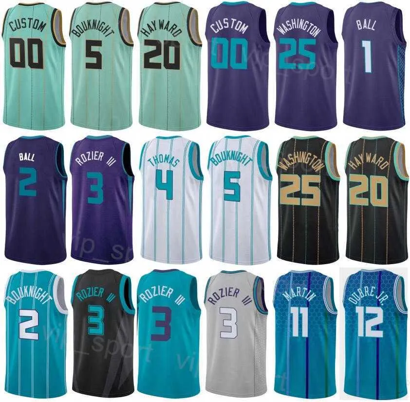 Déclaration imprimée City Basketball Maillots Gordon Hayward 20 Terry Rozier III 3 LaMelo Ball 1 Kelly Oubre Jr 12 Theo Maledon 9 Reggie Jackson 1 Personnalisé Hommes Femmes