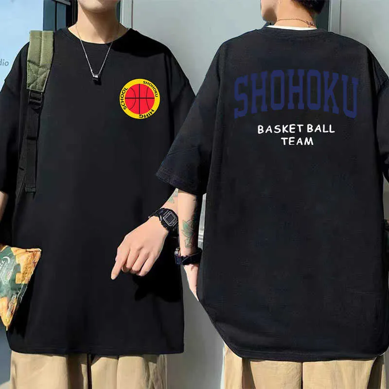 Men's T-Shirts Japanese Slam Shohoku Basket Ball Team Tshirt Sakuragi HanamiCHI Print Tee Shirt Anime Unisex Oversized Cosplay Tshirts J230217