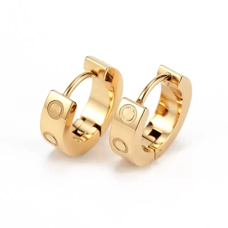 Titanium stalen stud liefde oorbel voor vrouw prachtige eenvoudige mode C diamanten ring dame oorbellen sieraden cadeau met tas