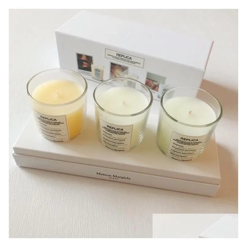 カーDVR香パリパリブランドMaisonMagiela Candle 70GX3PCSセットレイジーサンデーモーニングバブルバス暖炉のBougie Parfum Scented C DHRL5