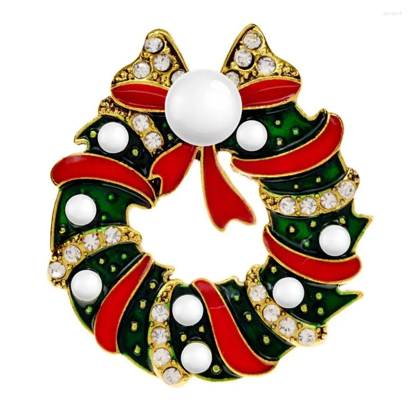 دبابيس دائرة Cindy Xiang Rhinestone و Pearl Bow Circle for Women Festival Christmas Jewery 2 ألوان متوفرة عالية الجودة