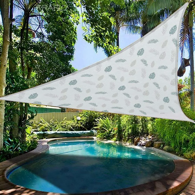 Kraflo garden Triangle sun shade Sail oxford Cloth printed SunShade Sunblock Shade Waterproof Canopy for patio outdoor camping activities