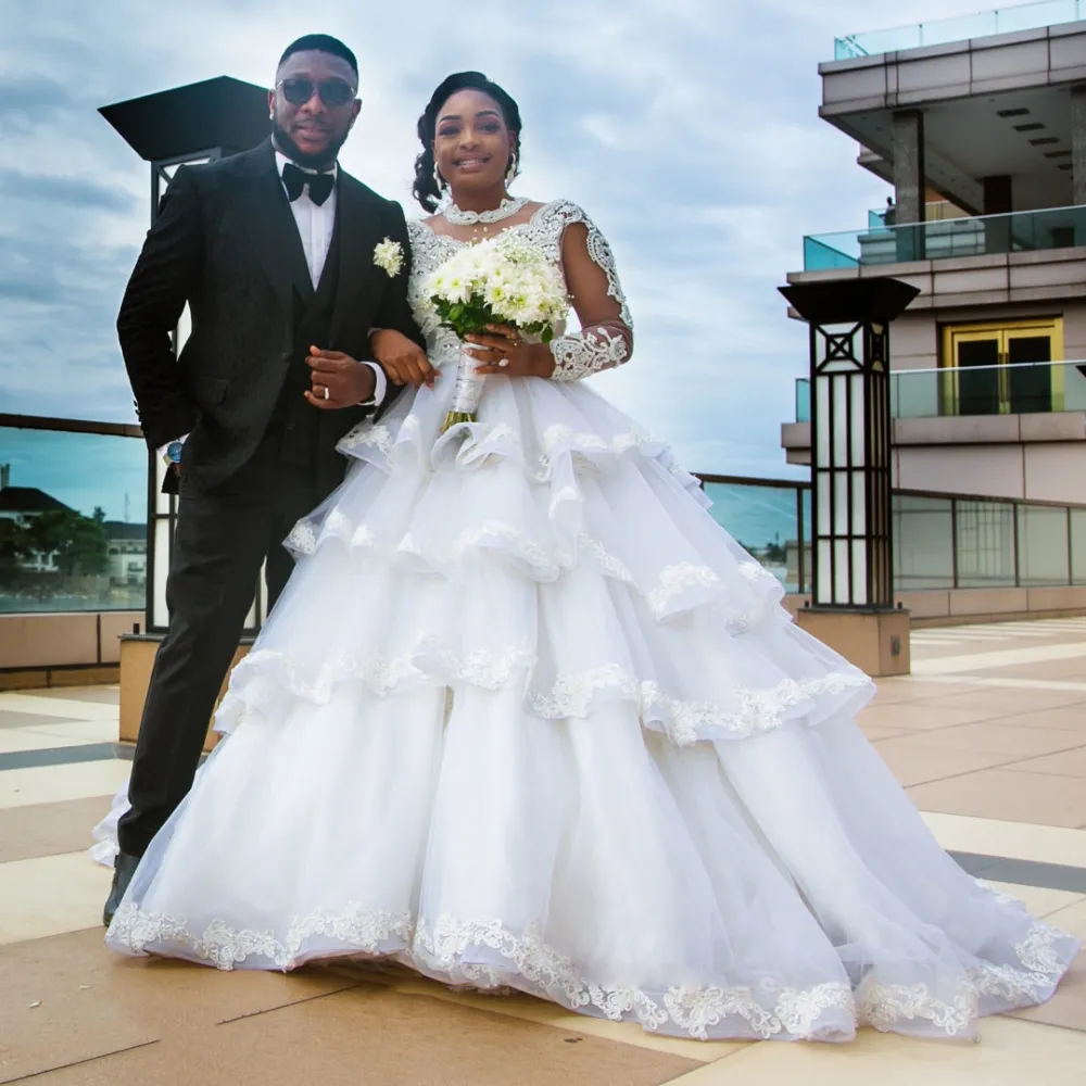 Layered bottom wedding dresses hot sale