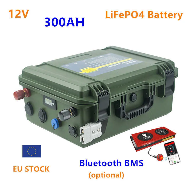 LifePO12V 300AH Bateria de bateria LIFEPO4 12V 300AH Bateria de íons de lítio de lítio Bateria de 12V LIFEPO4 Baterias para o sistema solar de barcos de RV de inversor