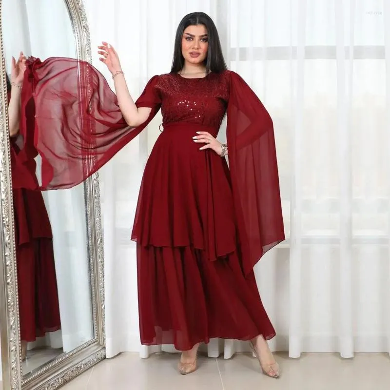 Vêtements ethniques en mousseline de soie robes de soirée Abayas pour femmes Dubai 2023 Robe musulmane Kaftan Robe Ensemble Femme Musulmane Jilbab Hijab