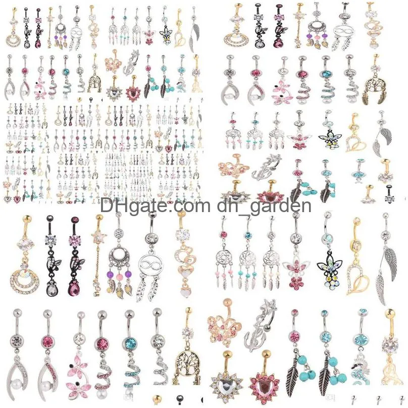 wholesales 20pcs mix style belly button ring body piercing dangle navel ring beach jewelry