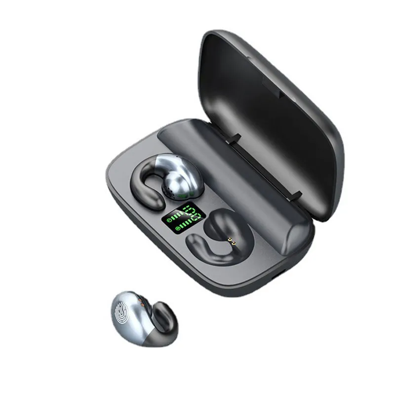2024Bone Conduction Headphones Open Ear Bluetooth 5.3 Wireless Earphones w Mic Noise Cancelling Earbuds with Charging Case for Apple Samsung Huawei