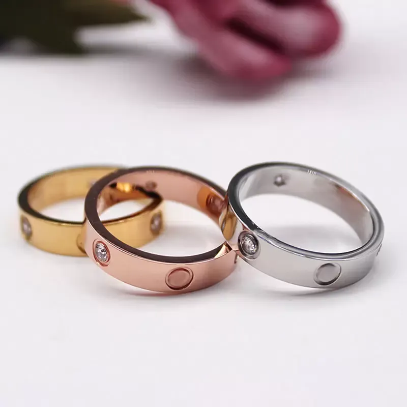 Ring designer ring love ring 3 diamond rings rose gold ladies men luxury jewelry titanium steel gold plated never fade not allergic