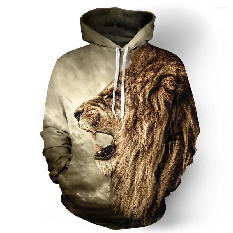 Hommes Hoodies MISSKY 2023 Lovers Halloween 3D Lion Imprimé À Capuche Cool Animal À Capuche Swearshirt Hommes Pull