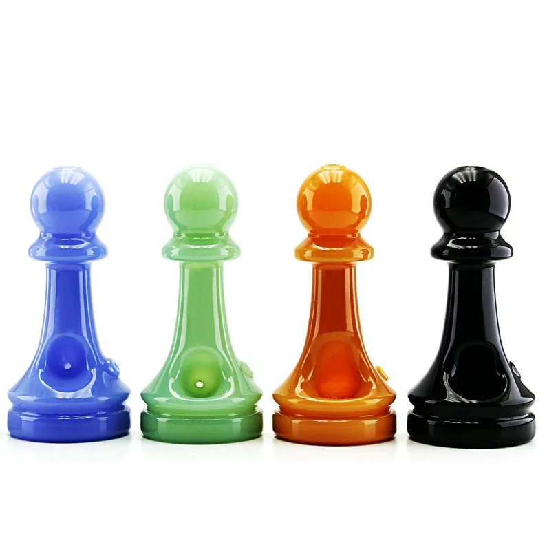 Colorful Chess Style Pyrex Thick Glass Pipes Dry Herb Tobacco Spoon Bowl Filter Oil Rigs Handpipes Handmade Portable Bong Smoking Cigarette Holder Tube DHL