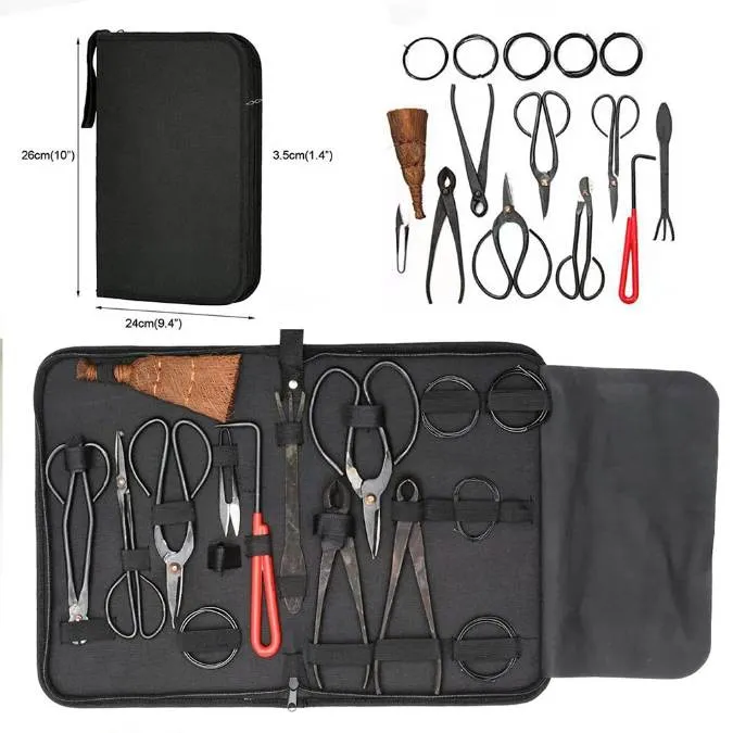 Ensemble d'outils d'élagage de bonsaï, cisaille de jardin, Kit de ciseaux en acier au carbone avec étui en Nylon pour outils d'élagage de jardin domestique