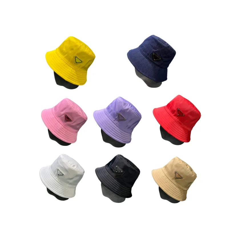 CASQUETTE LUXE Designer Buckets Hat Nylon Wide Brim Prad Expedition Summer Demin Geelblauwe zilveren toon Outdoor Vissen Nylon Baseball Cap Driehoek hoeden