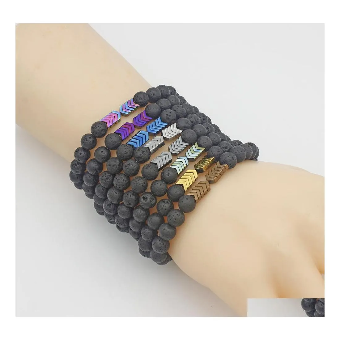 Bracelets de charme 8 couleurs aimant flèche noir pierre de lave bracelet bricolage aromathérapie diffuseur d'huile essentielle pour femmes hommes livraison directe je DH4P3