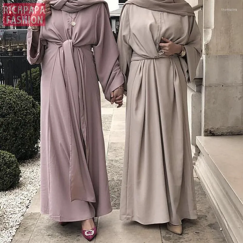 Ethnische Kleidung Bandage Abaya Muslim Kleid Dubai Türkei Hijab Kaftan Abayas Frauen Jilbab Ramadan Robe Kaftan Marocain Türkisch Islamisch